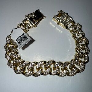 NEW 13MM Hip Hop Braclet 7” Gold White